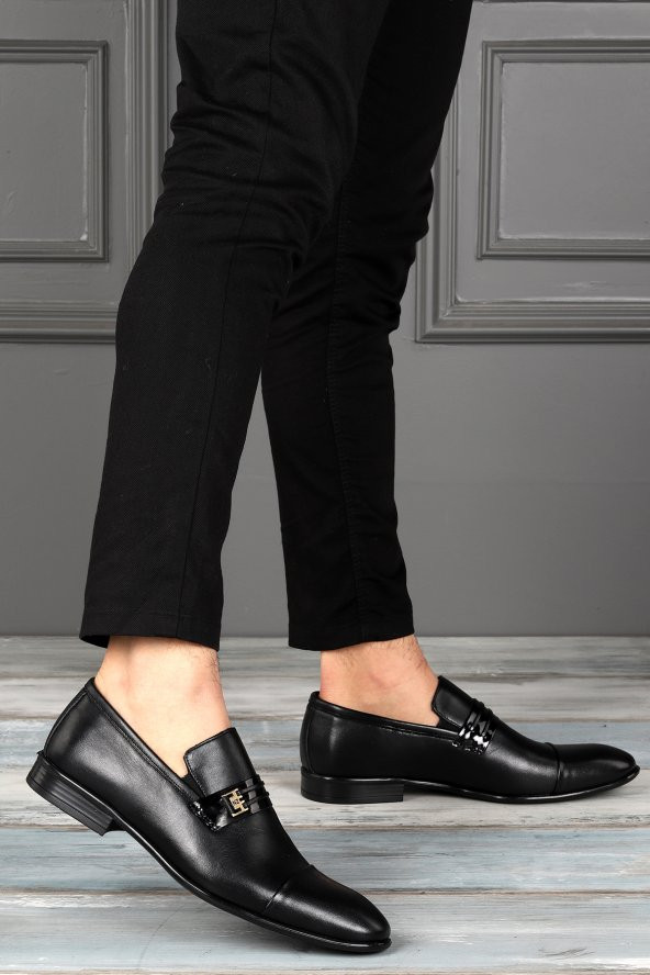 Nevzat Zöhre 1048 %100 Deri Pvc Taban Günlük Klasik Erkek Ayakkabı Siyah