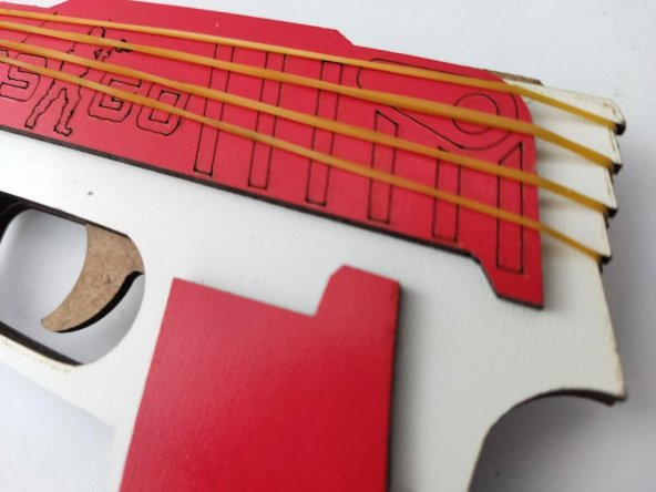 Para Lastiği Atan Otomatik Oyuncak Ahşap Tabanca 20 Lastik Hediye Sağlam ve Zararsız Çocuk Oyuncağı - Resim 2