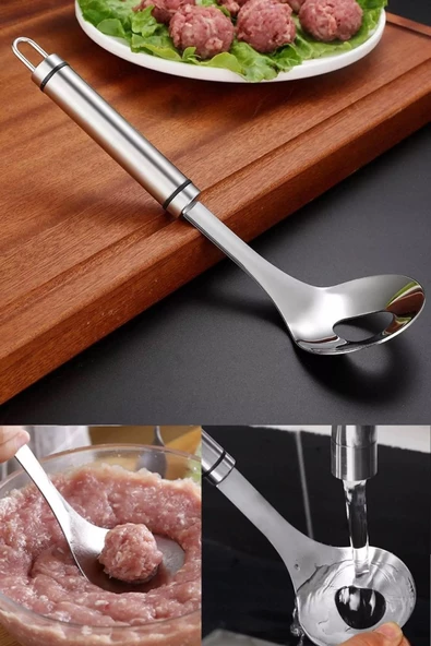 Tilbe Home Top Köfte Yapma Kaşığı Sulu Köfte Kıyma Et Sebze Pirinç Lokma Topu Ev Mutfak Delikli Dökme Kaşığı - 4