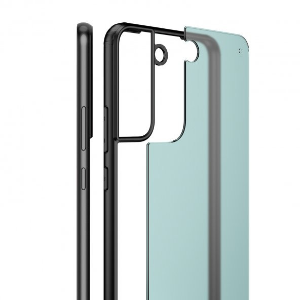 KNY Samsung Galaxy S22 Plus Kılıf Silikon Kenarlı Buzlu Volks Kapak Lacivert - 3