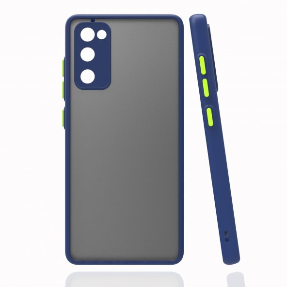 Pilanix Samsung Galaxy S20 FE Kılıf Renkli Kenarlı Buzlu Kamera Korumalı Hux Kapak Lacivert