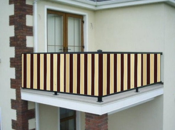 Ceylan Home Balkon Demiri Perdesi Bağcıklı Kahverengi Sarı 250x80
