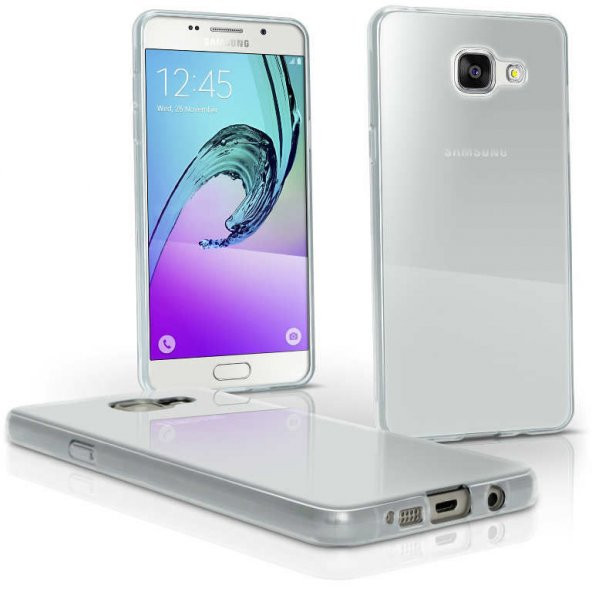 Samsung Galaxy A7 2016 A710F İnce Şeffaf Silikon Kılıf + Cam - 4