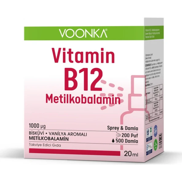 Voonka B12 Metilkobalamın Sprey & Damla 20 ml