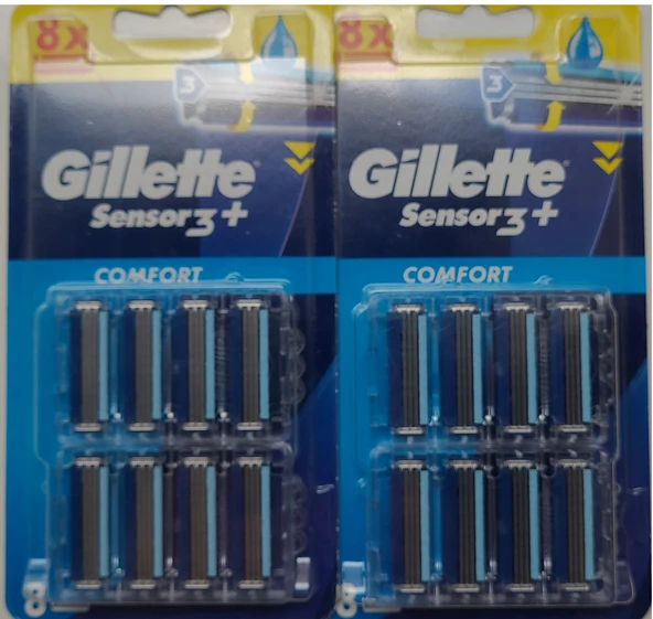 Gillette Sensor3+ Comfort 8'li Yedek Bıçak Başlığı X 2 Adet