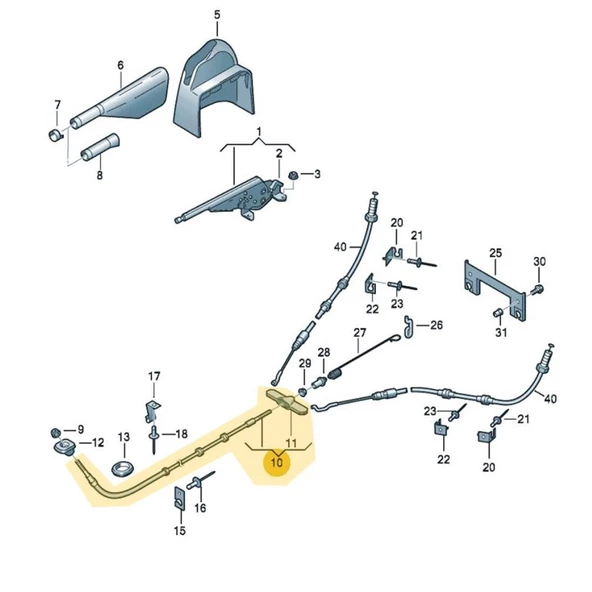 VW Transporter T6 2010-2022 El Fren Teli Orta Bölüm 7LA711476C - 2