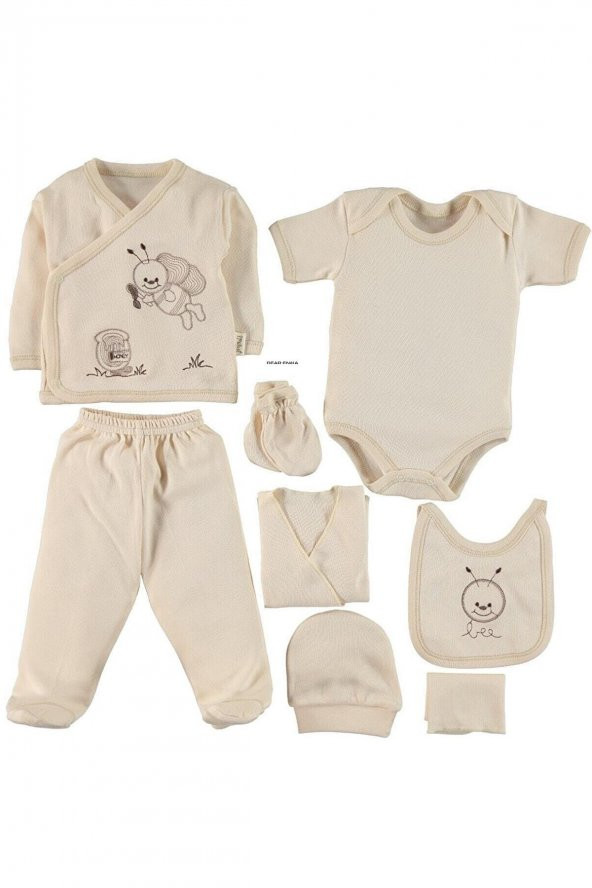 Yeni Doğan Erkek Kız Bebek Zıbın Seti 8li Organik 0-4 Ay Hastane - 2