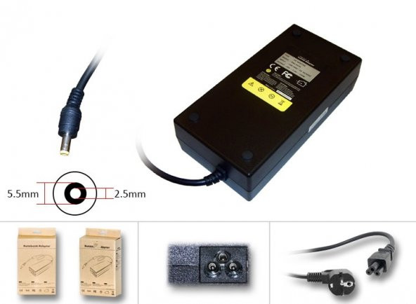 19V 7.9A 150W Adaptör 5.5*2.5 (7.89A, 7.7A, 7.69A, 7.1A, 6.92A) - 6