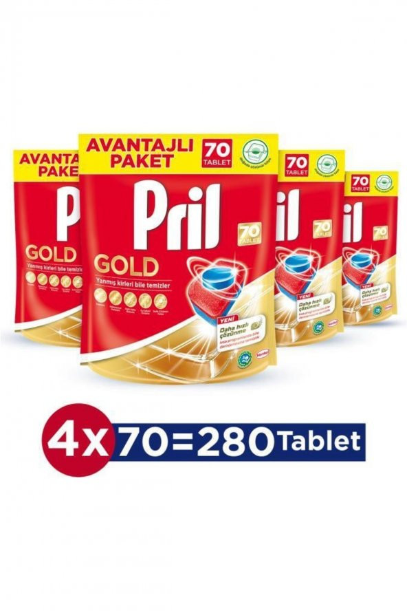 Pril Gold 70 Adet 4lü Paket Bulaşık Makinesi Tableti