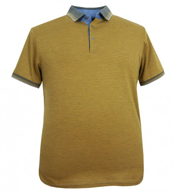 Erkek Büyük Beden Battal Boy Jakarlı Süprem Polo Yaka Tişört - 5