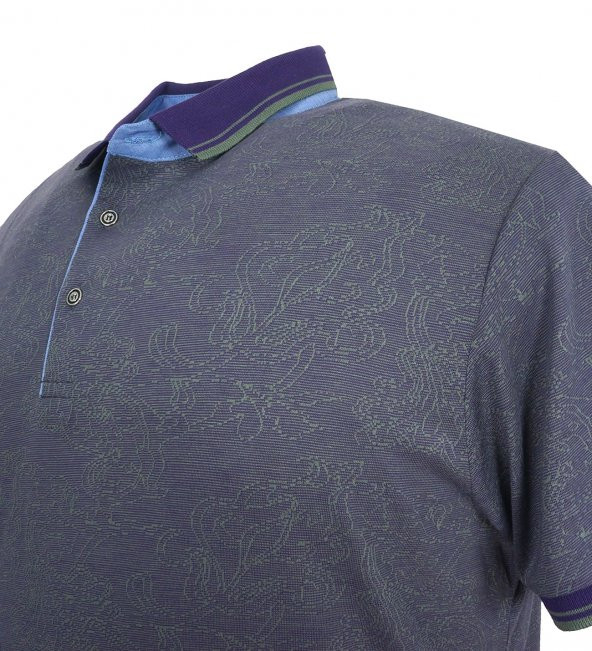 Erkek Büyük Beden Battal Boy Jakarlı Süprem Polo Yaka Tişört - 6