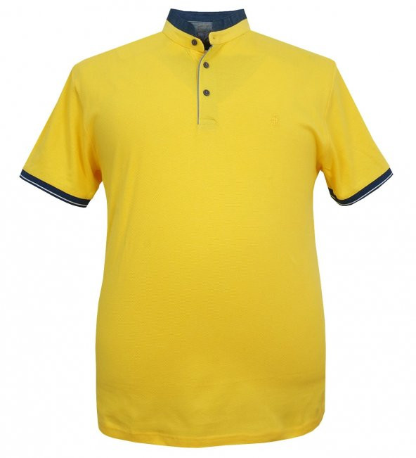 Erkek Büyük Beden Battal Boy Likralı Hakim Yaka Tişört - 2