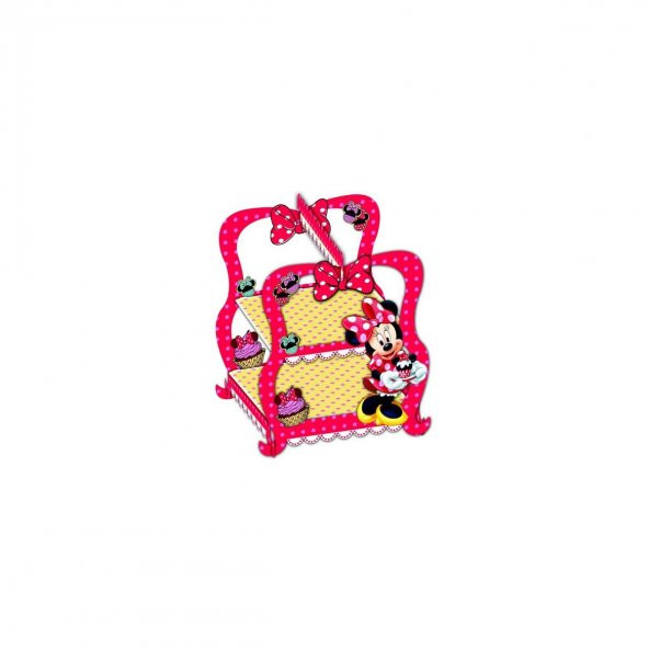 Disney Minnie Mouse 2 Katlı Kek Standı (Minnie Cupcake Stand) Kırmızı