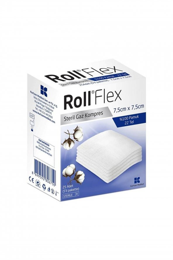 Roll flex Steril Hidrofil Gaz Bezi 7.5 x 7.5 cm