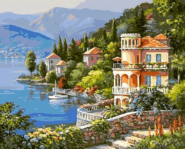 Göl Kenarı ve Ev Manzarası Sayılarla Boyama Hobi Seti