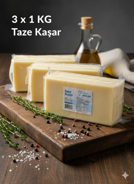 Doğal Taze Kaşar 3 KG Peynir Köy Sütünden Geleneksel Katkısız Koruyucusuz ürün görseli
