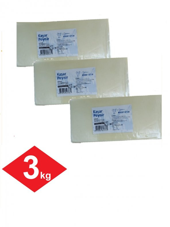Doğal Taze Kaşar 3 KG Peynir Köy Sütünden Geleneksel Katkısız Koruyucusuz