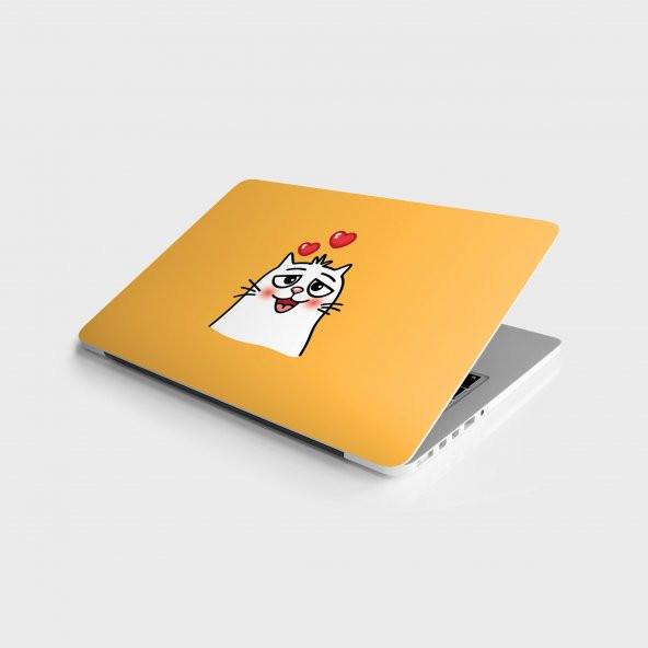 Laptop Sticker Bilgisayar Notebook Pc Kaplama Etiketi Kedi Şaşkın