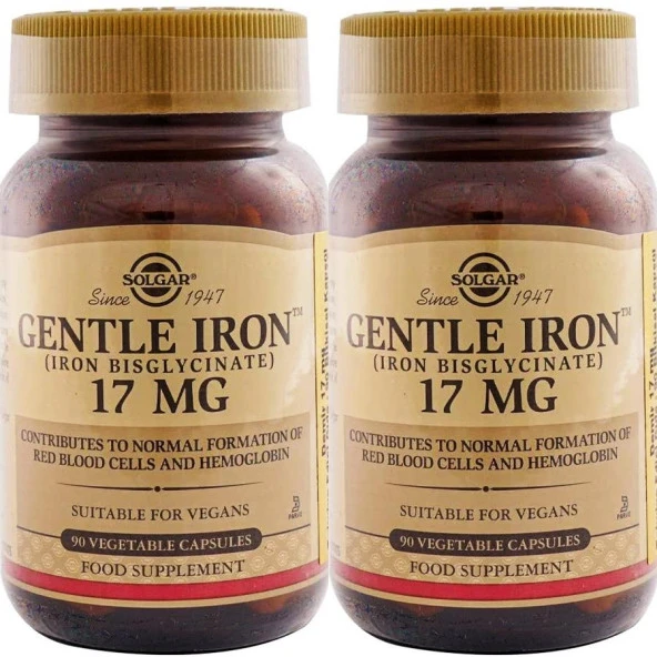 Solgar Gentle Iron 17 mg 90 Kapsül 2 Adet ürün görseli 1