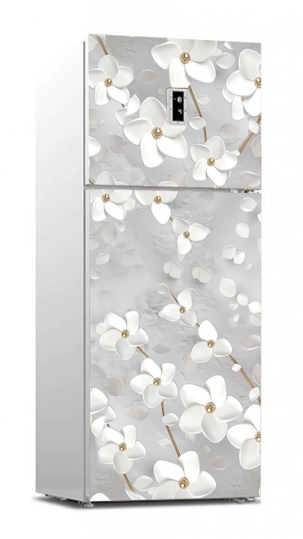 Buzdolabı Sticker Kaplama Dolap Kaplama Etiketi 3d Beyaz Yaprak