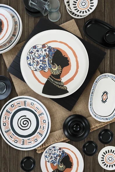 Keramika Keraart African Kahvaltı Takımı 50 Parça 6 Kişilik 20634-37 - Resim 2