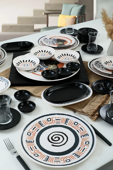 Keramika Keraart African Kahvaltı Takımı 50 Parça 6 Kişilik 20634-37 - Resim 4
