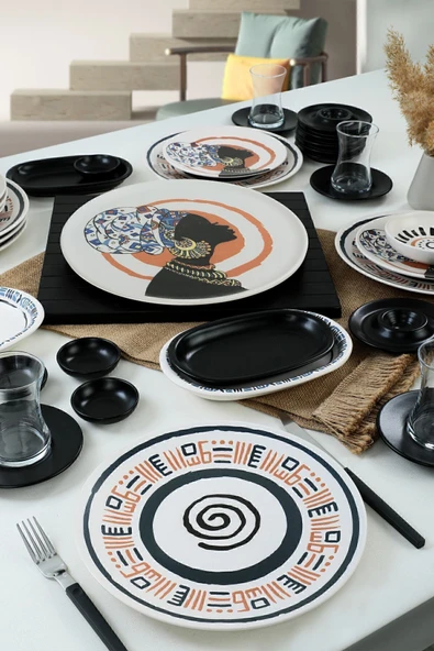 Keramika Keraart African Kahvaltı Takımı 50 Parça 6 Kişilik 20634-37 - Resim 3