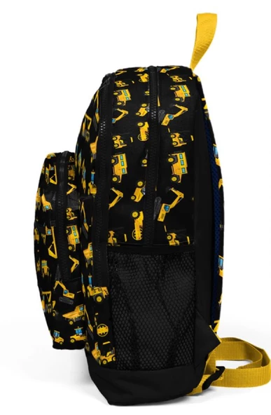 Coral High Siyah İş Makineleri Baskılı İlkokul ve Günlük Sırt Çantası - Erkek Çocuk - Resim 2