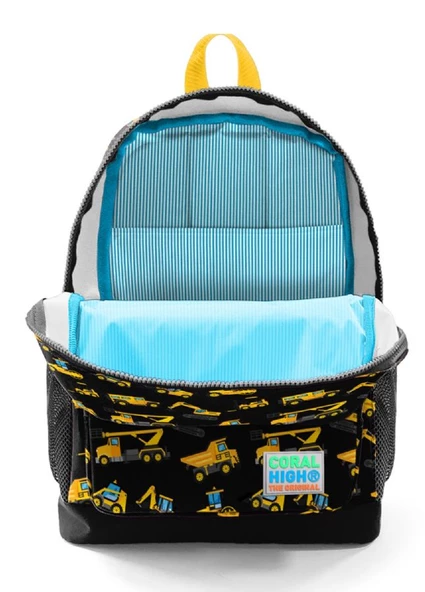Coral High Siyah İş Makineleri Baskılı İlkokul ve Günlük Sırt Çantası - Erkek Çocuk - Resim 3