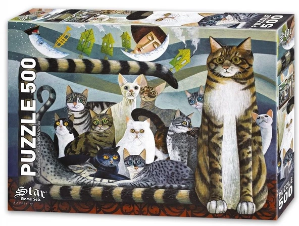 Star Puzzle 500 Parça Kedi Ailesi Puzzle - Resim 2