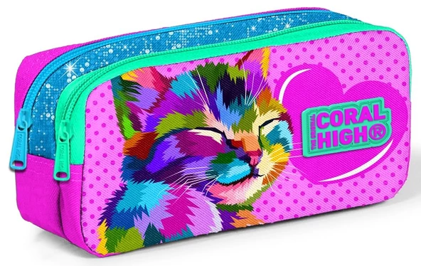 Coral High Sevimli Kedi Baskılı İlkokul Sırt Çantası ve Kalemlik Seti - Resim 3
