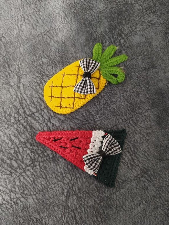 Ananas Karpuz Dilimi Meyveli İp Örgü Çıt Çıt Toka