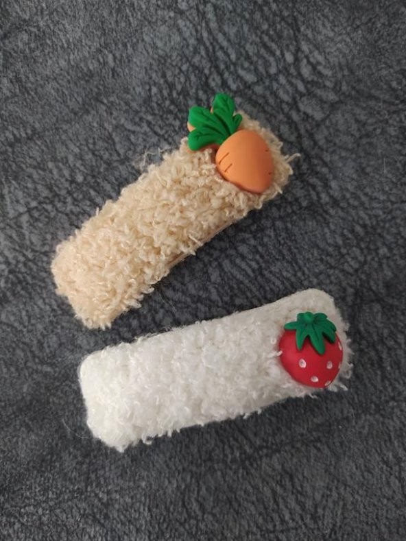 Meyveli Çilek Havuç Renkli Tokalar Sevimli Kız Çocuk Saç Aksesuarları - Resim 2