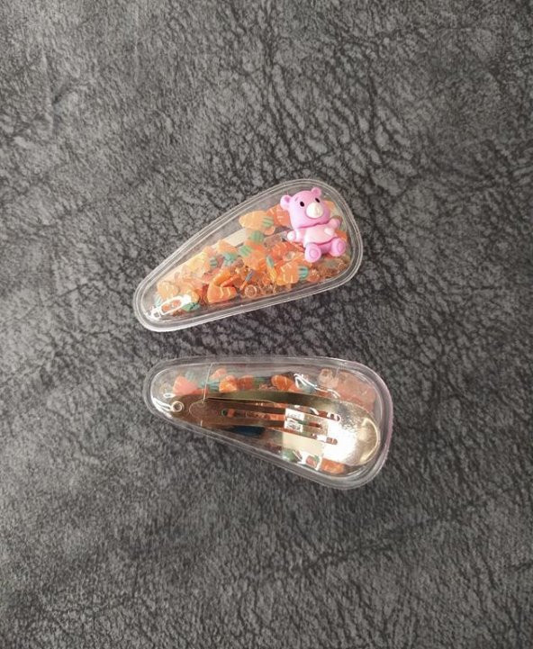 Ayıcık İçi Boncuklu Havuç Meyveli Çıt Çıt Toka Saç Aksesuar - 2