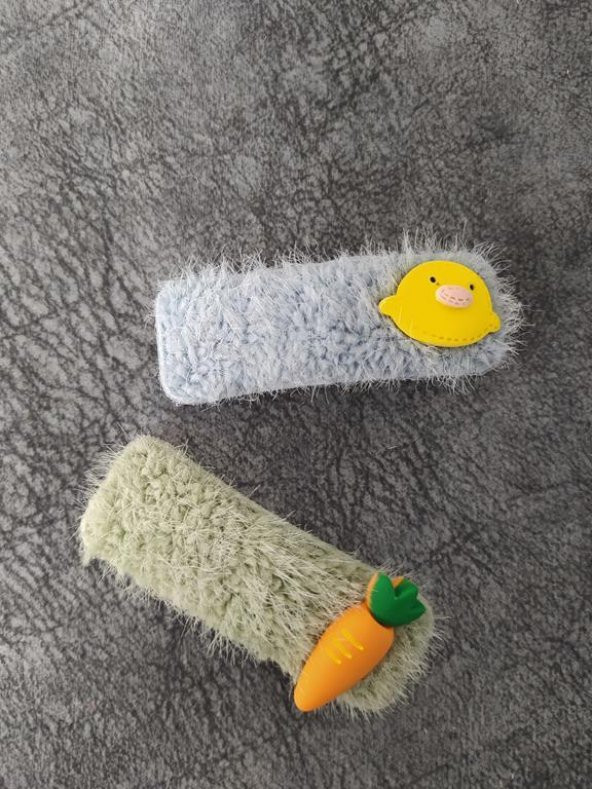 Civ Civ Ve Havuç Renkli Tokalar Sevimli Kız Çocuk Saç Aksesuarları - Resim 2