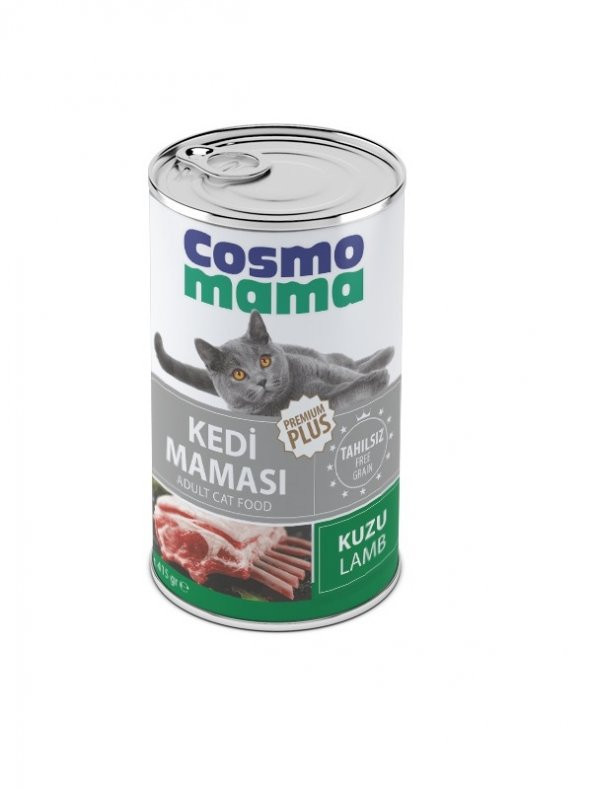 COSMO MAMA  Premium Kedı Kuzu Etlı Yetıskın Konserve Mama  24 Adet  X 415 GR 70 ETLI PATE