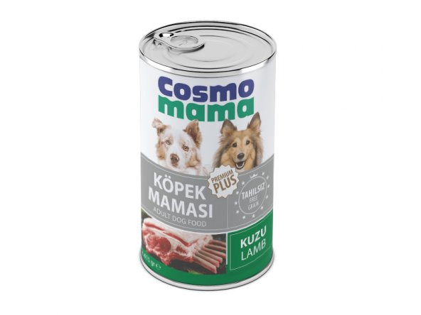 COSMO MAMA 24 Adet Premıum Köpek Kuzu Etlı Yetıskın Konserve Maması 24 Adet  X 415 GR 70 ETLI PATE