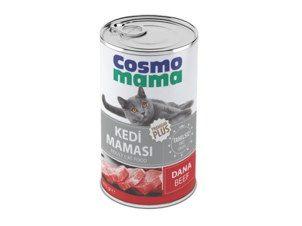 COSMO MAMA Yetıskın  Kedı Dana Etlı Konserve Maması  24 Adet X 415 GR 70 ETLI PATE