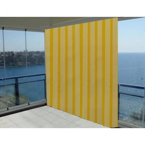 Ceylan Home Balkon Perdesi Sarı İnce Çizgili 275x250 - 3