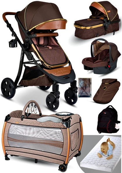 Yeni Doğan Set 9 İn 1 Baby Home 985 Tavel Sistem Bebek Arabası Ve 600 Park Yatak Oyun Parkı Beşik - 3