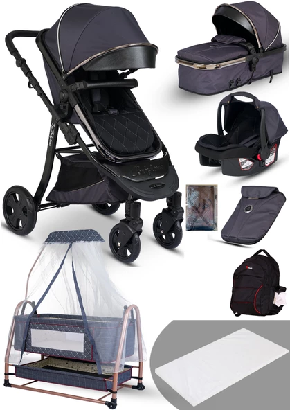 Yeni Doğan Set 8 İn 1 Baby Home 985 Travel Sistem Bebek Arabası Ve 505 Bebek Sepeti Sepet Anne Yanı Beşik - 2
