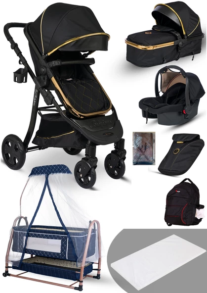 Yeni Doğan Set 8 İn 1 Baby Home 985 Travel Sistem Bebek Arabası Ve 505 Bebek Sepeti Sepet Anne Yanı Beşik - 3