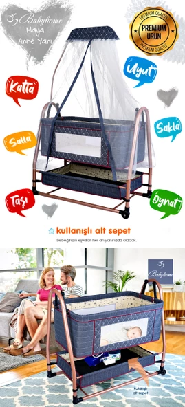 Yeni Doğan Set 8 İn 1 Baby Home 985 Travel Sistem Bebek Arabası Ve 505 Bebek Sepeti Sepet Anne Yanı Beşik - 12