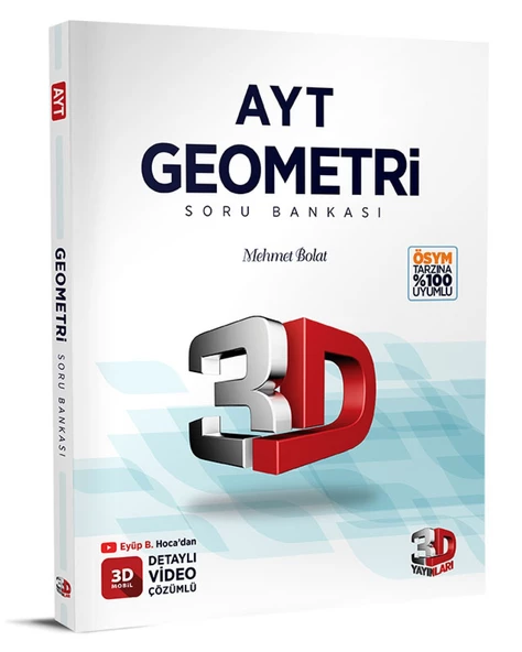 3D Yayınları AYT Geometri Soru Bankası Tamamı Video Çözümlü