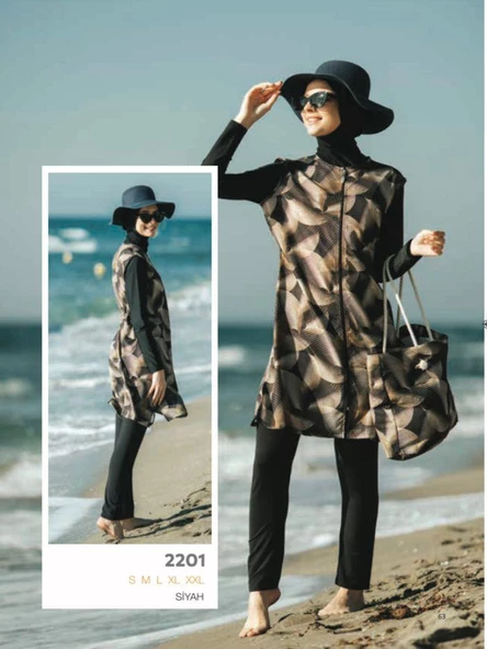 Tesmay 2201 Dijital Desenli 2 Li Jileli Tesettür Mayo - Resim 3