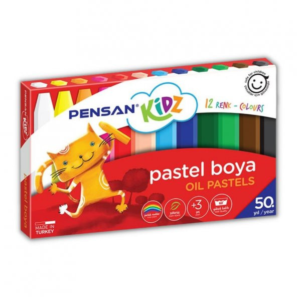Pastel Boya 12 li Karton Kutu 1 Adet Pensan 12 Renk Pastel Boya 1 Adet - 2