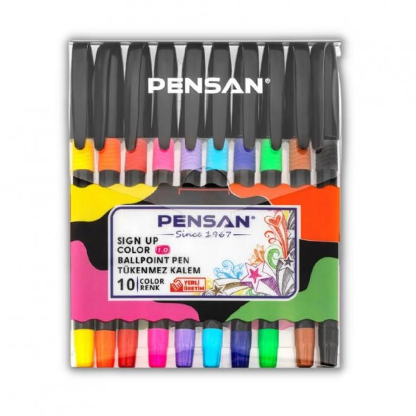 Renkli Tükenmez Kalem 10 Renk Sing Up Color 1 Paket Pensan Tükenmez Kalem Renkli