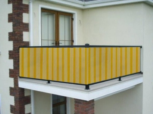 Ceylan Home Balkon Demir Perdesi Bağcıklı Sarı İnce Çizgili 700x80