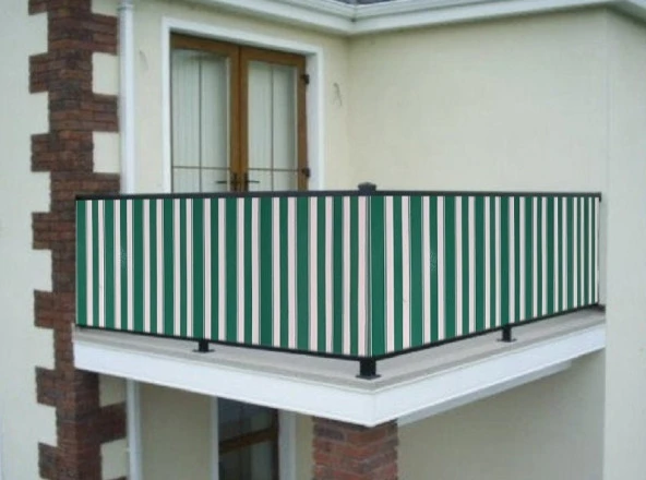 Ceylan Home Balkon Demiri Perdesi Bağcıklı Yeşil Çizgili 200x80