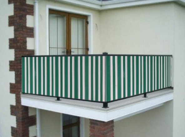 Ceylan Home Balkon Demiri Perdesi Bağcıklı Yeşil Çizgili 650x80